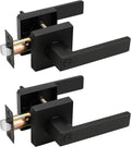 2 Pack Square Privacy Door Levers Matte Black Keyless Interior Door Lockset D234