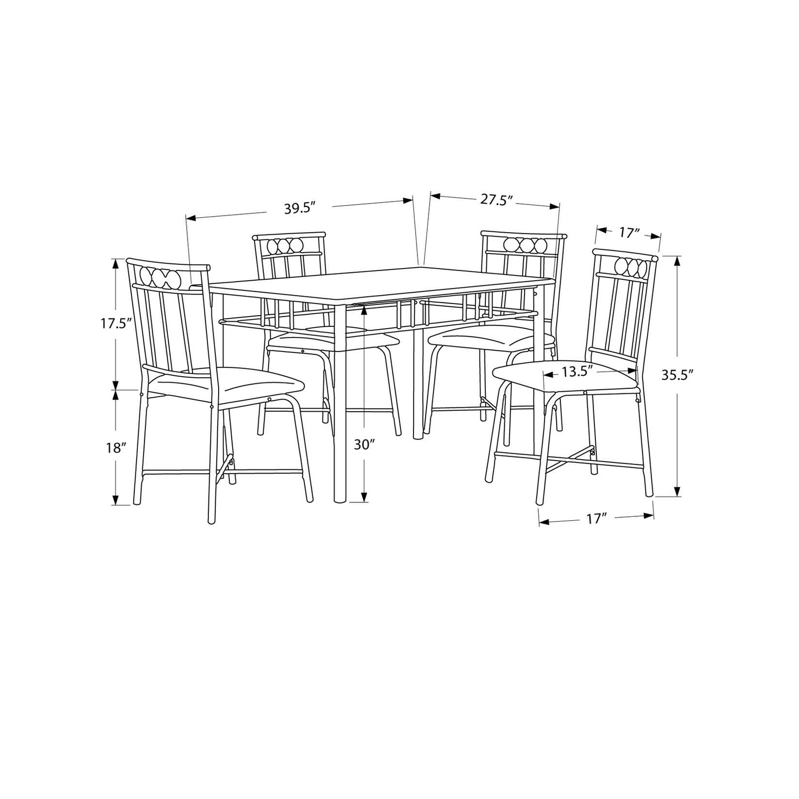 Black Metal 5 Piece Dining Set P8359
