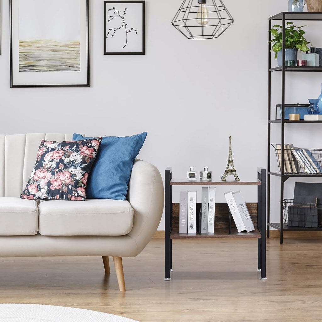 2-Tier Small Bookshelf with Metal Frame N740609