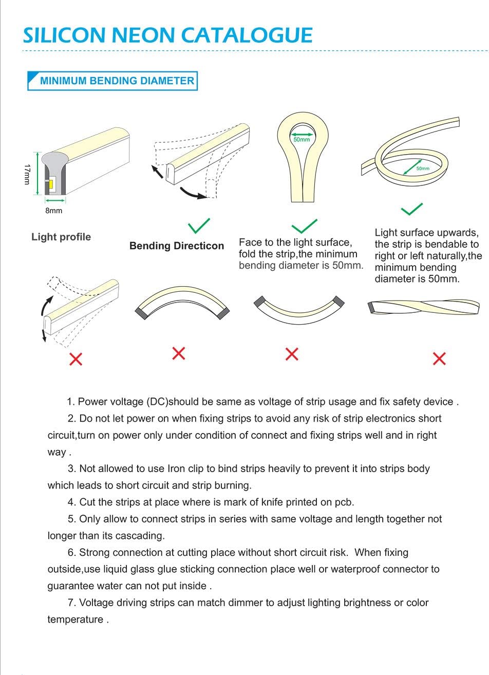 24V RGB LED Neon Strip Light Waterproof IP67, 5M/16.4ft, Pack of 2 M383248