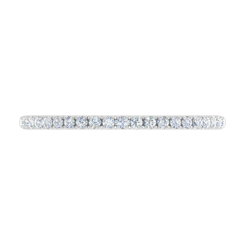 14K White Gold Half Eternity Diamond Wedding Band Ring A606626