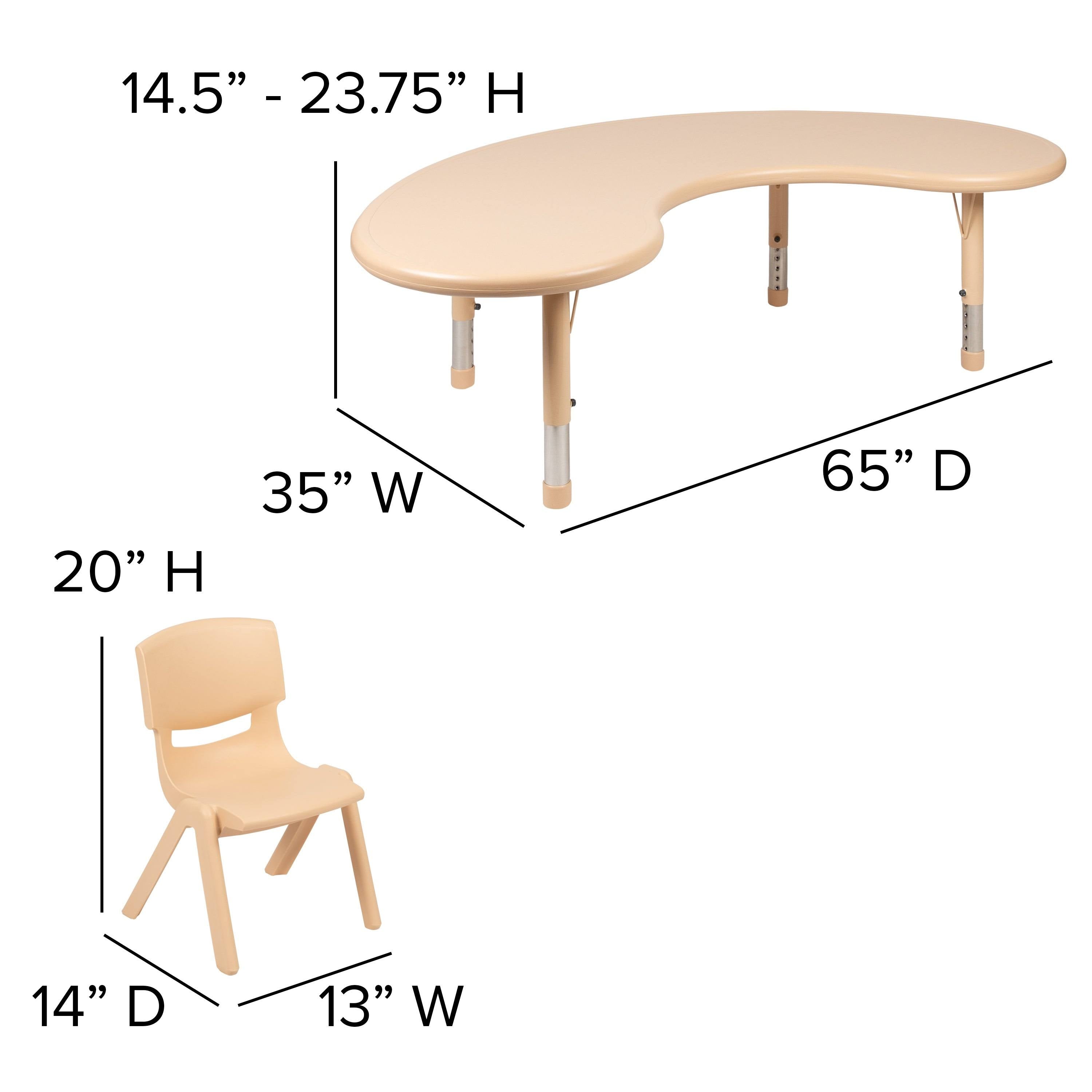 Half-Moon Plastic Adjustable Activity Table Set - 4 Chairs Green P80879
