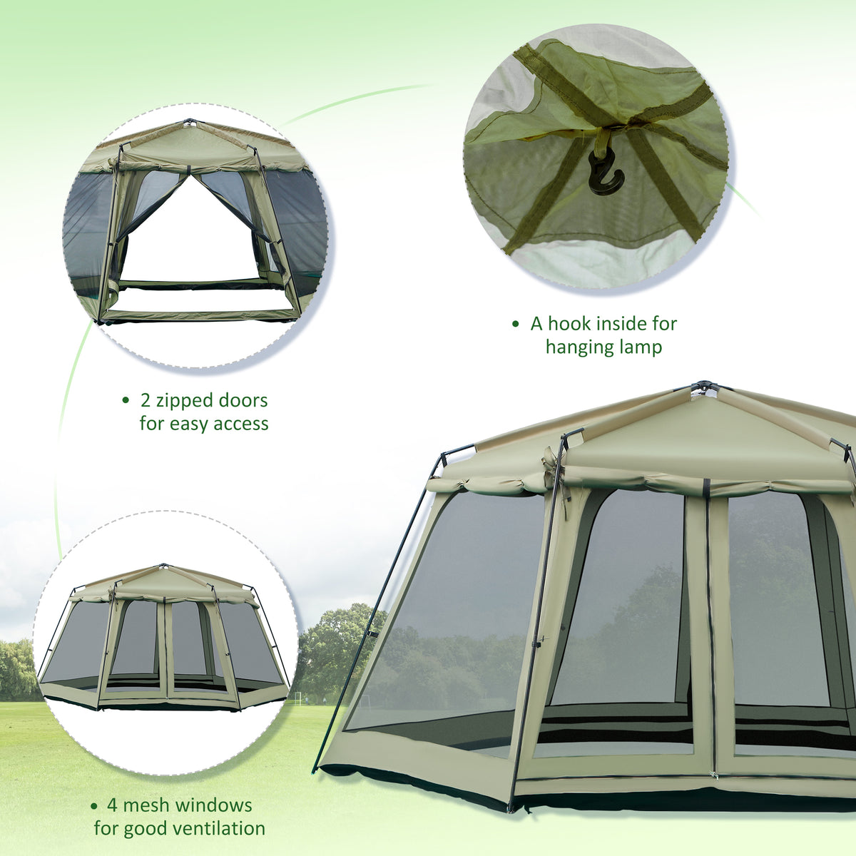 10 Person Large Family Camping Tent with 6 Windows I255