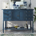 Blue 6 Drawer Console Table with Cabinet and Shelf S809