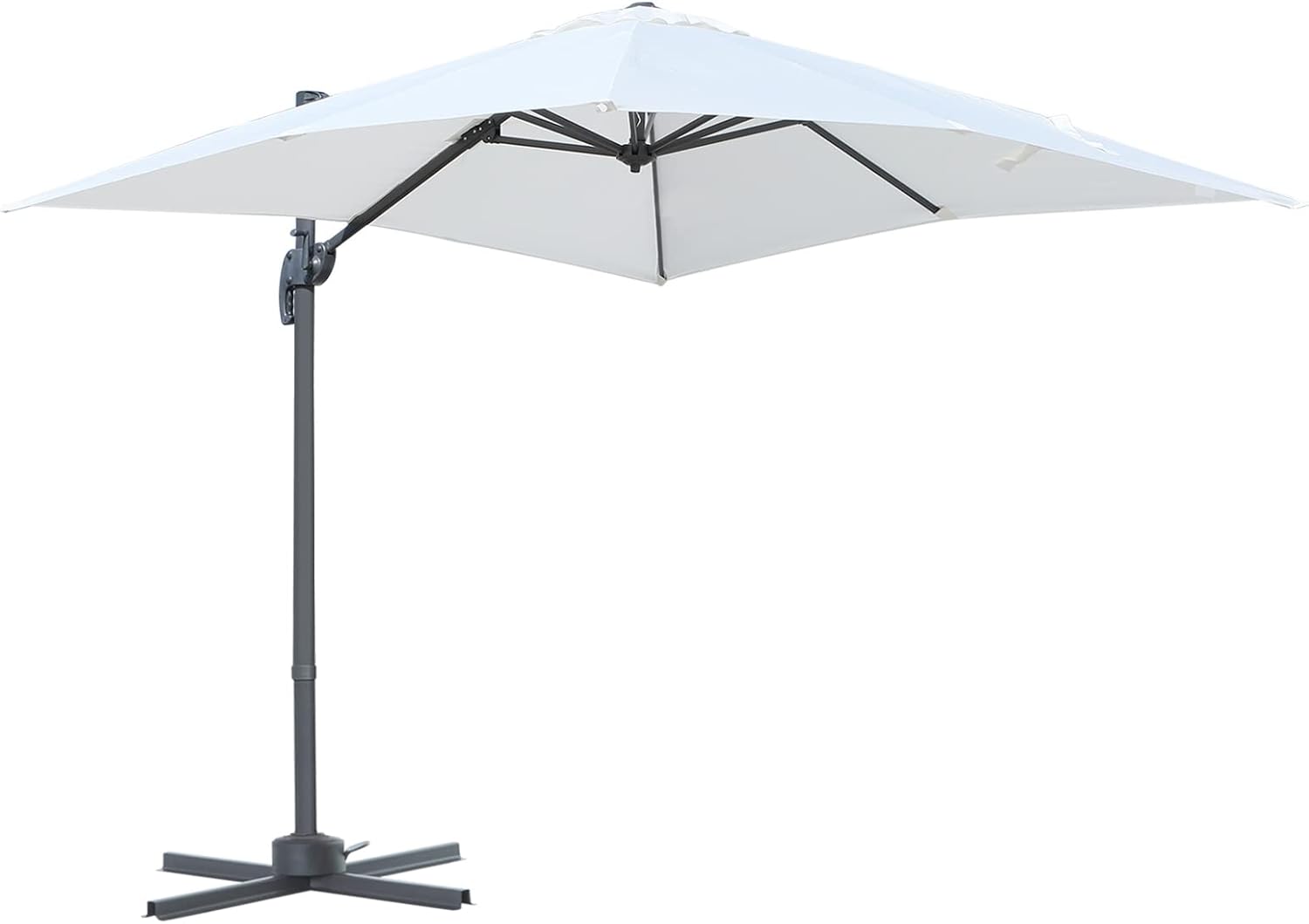 Gray 8ft Square Offset Cantilever Patio Umbrella with Cross Base V368463
