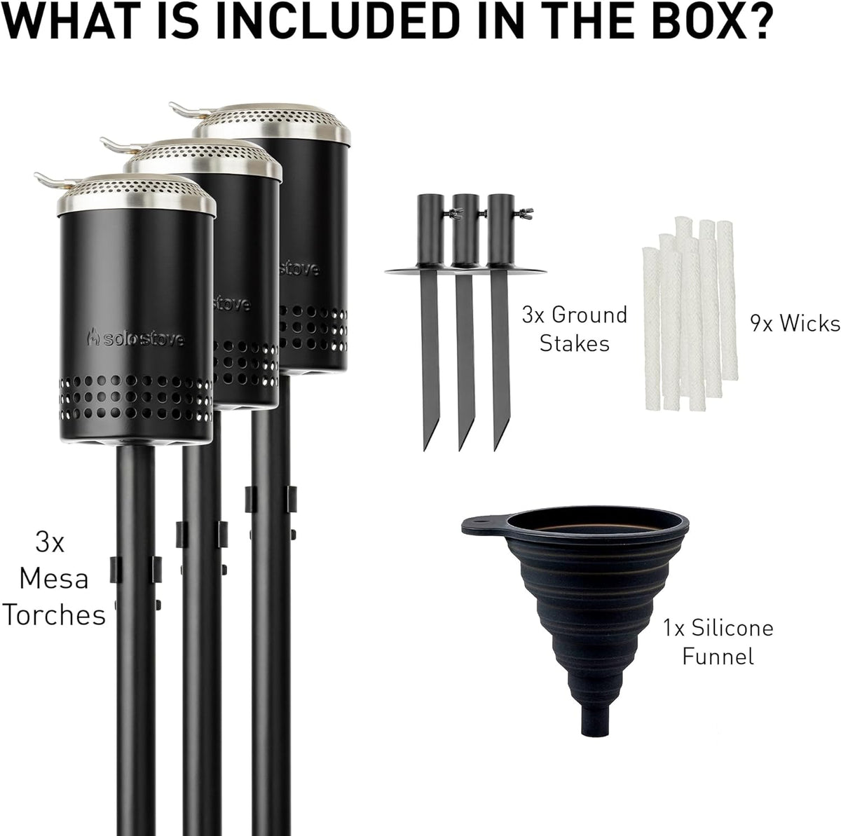 3 Pack Backyard Torches, Cold-Rolled Steel, Adjustable Height 37.75-52.5 in K867429