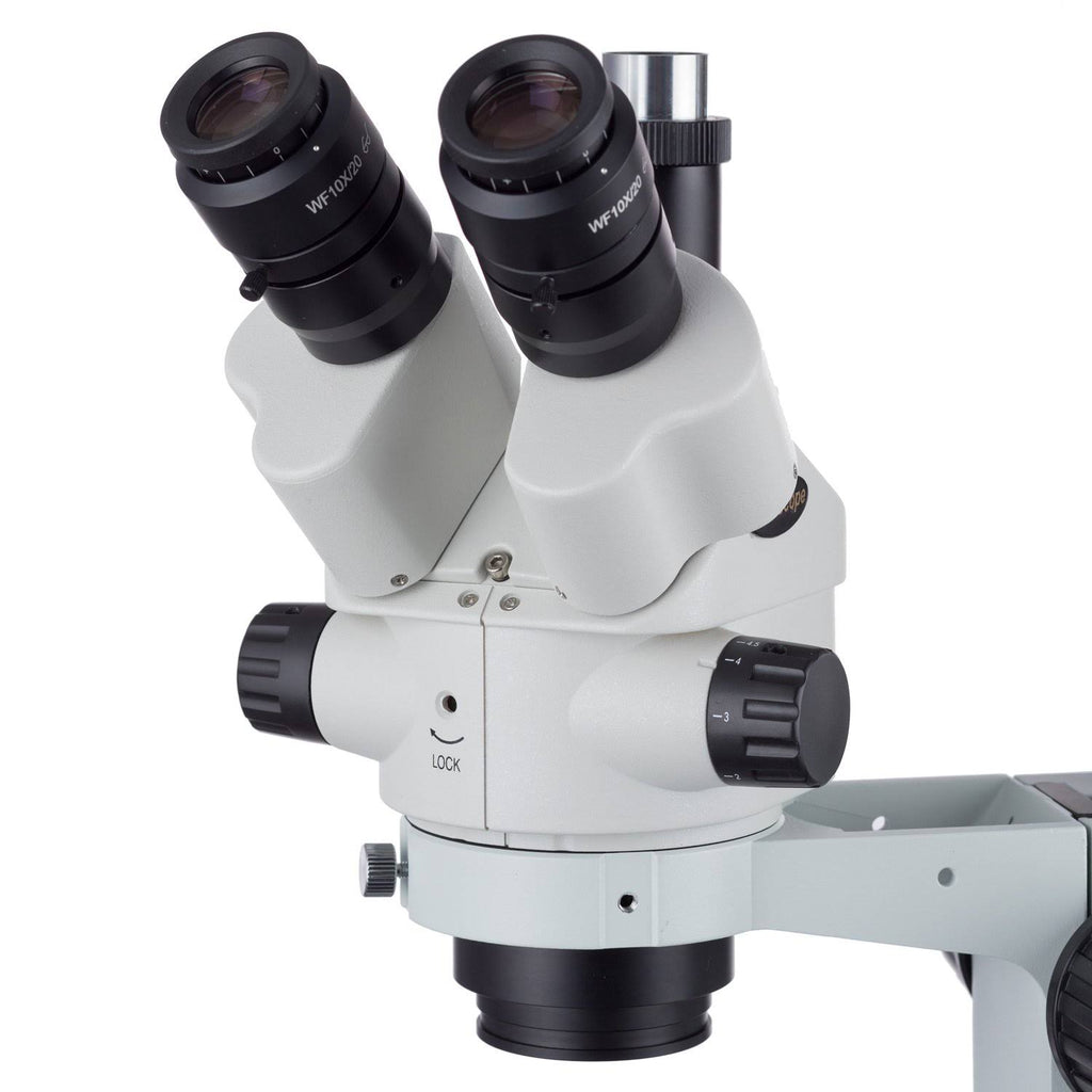 3.5X-45X Simul-Focal Stereo Boom Stand Microscope with Fluorescent Light and 3MP Camera I302