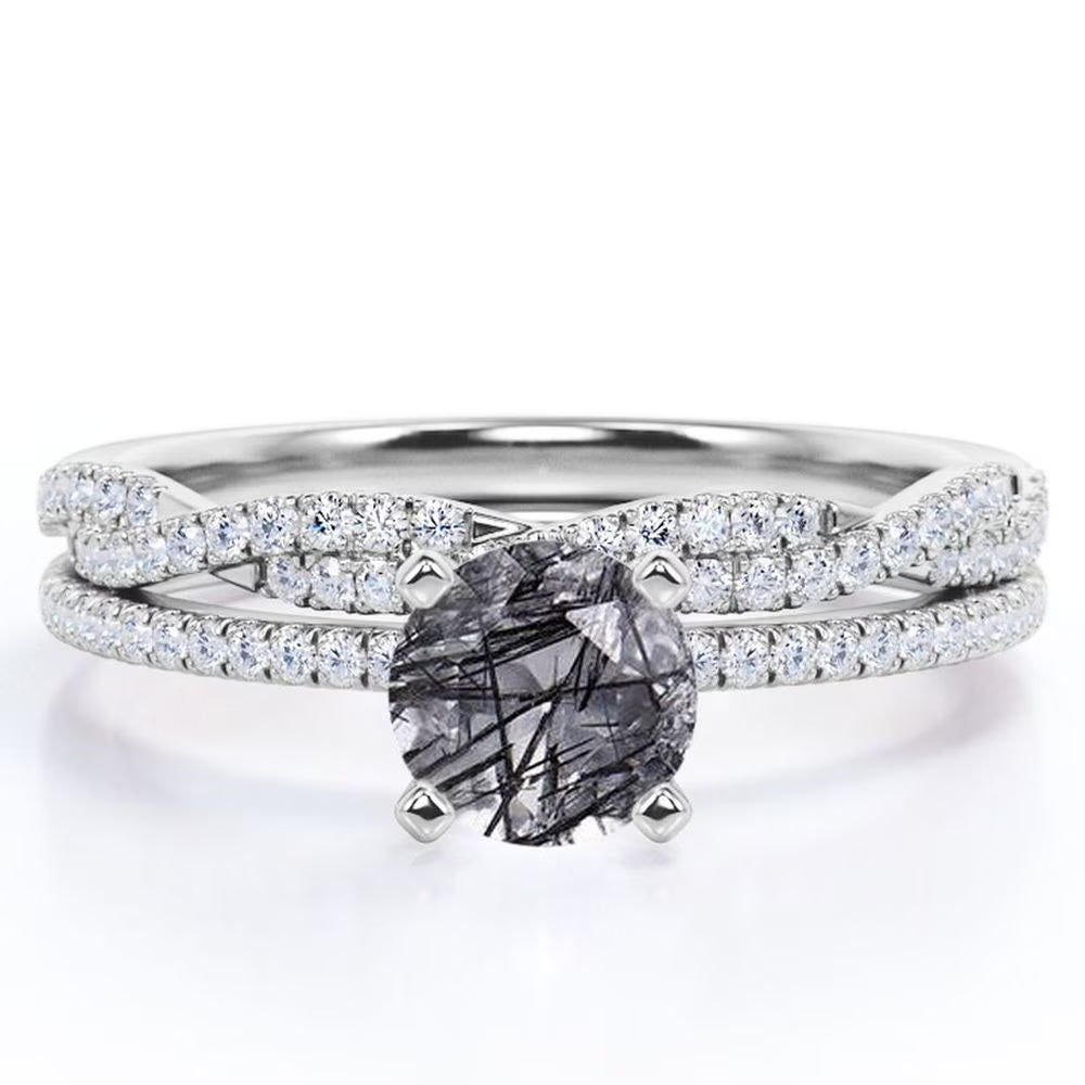 18K White Gold Plated Bridal Set V88687