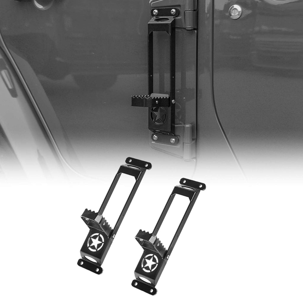 Black Foldable Door Hinge Step Foot Peg, Pack of 2 C3533