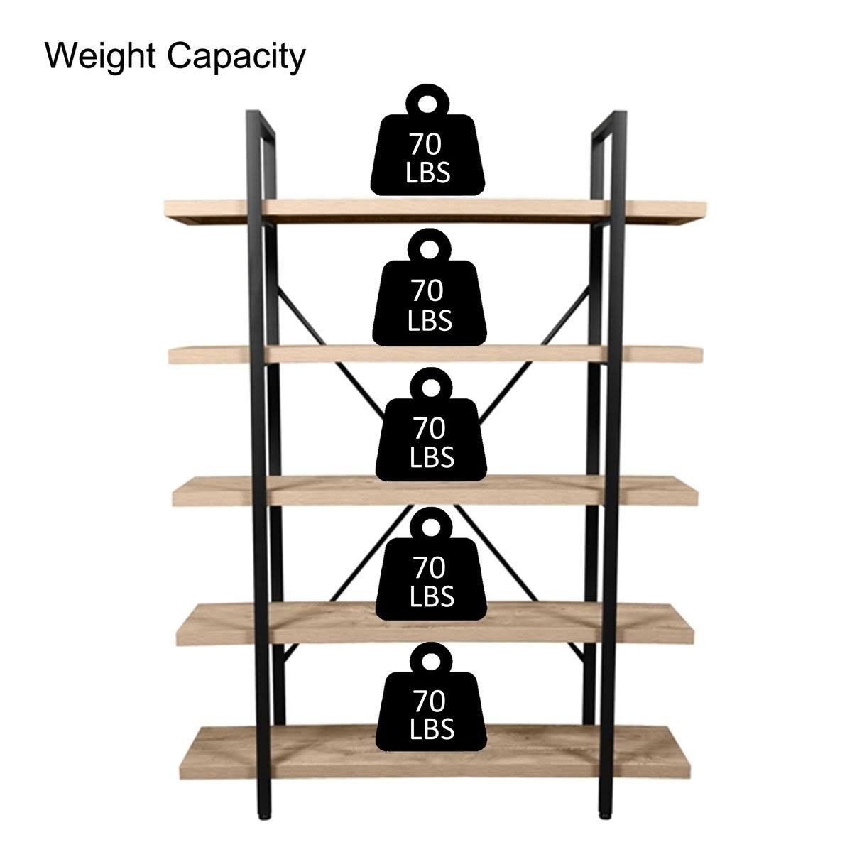 5-Tier Rustic Storage Bookshelf S560