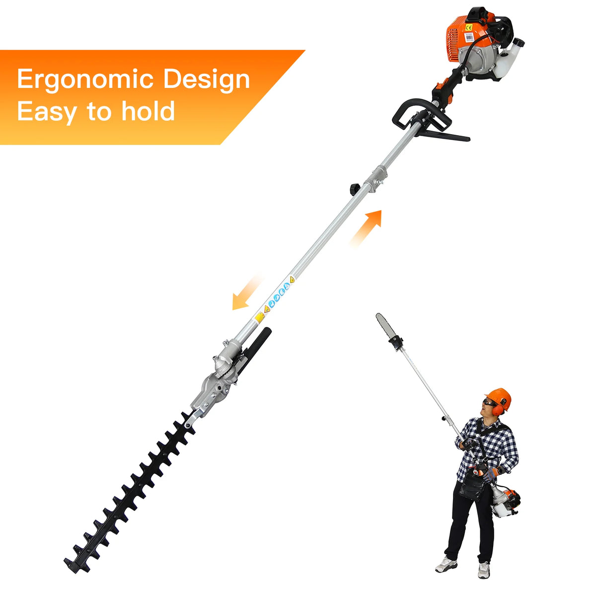 4 in 1 String Trimmer Lawn Edger Grass Brush Cutter Cordless Mower Garden Tool with Gas Pole Saw and Hedge Trimmer G724