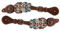 Medium Oil Leather Hand Painted Feather Spur Straps C64622