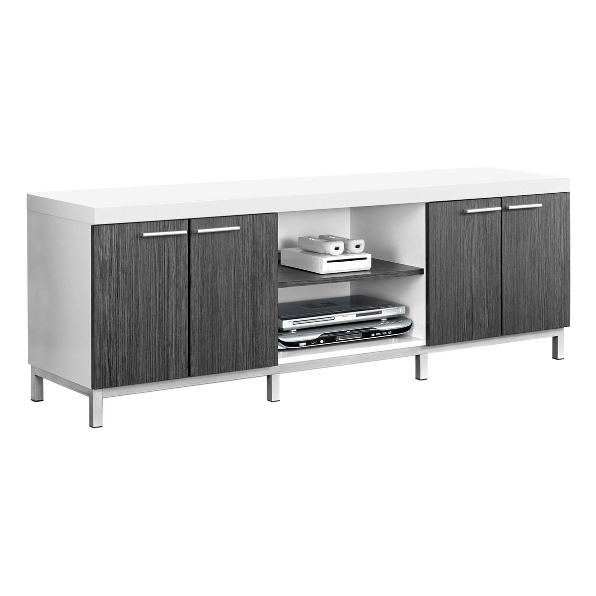 White and Gray Hollow-core TV Console U6645