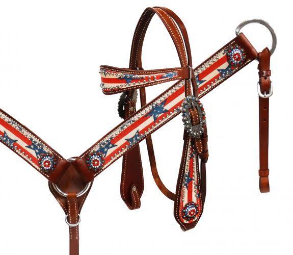 Stars & Stripes Headstall and Breast Collar Set U235352
