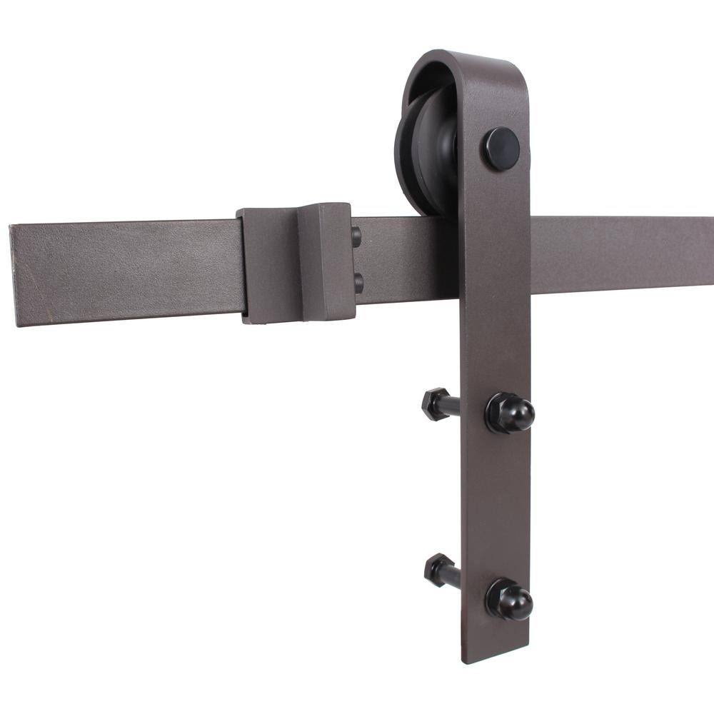 White Stained Wood Sliding Barn Door with Hardware Kit B27152