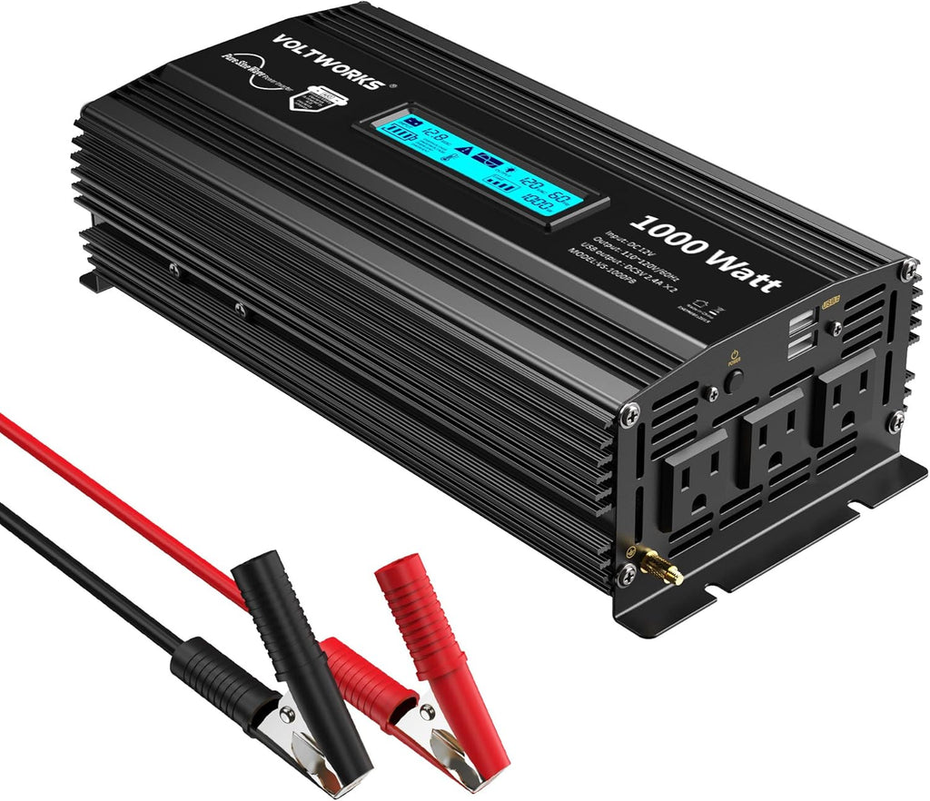 2000Watt DC 12V to 120V AC Car Power Inverter with 2 AC Outlets and LCD Display Q85144