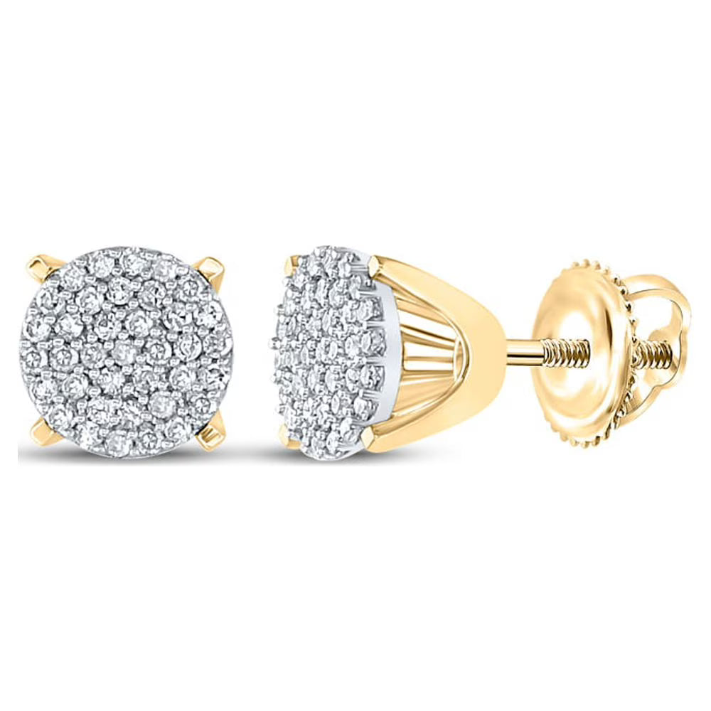 10kt Yellow Gold Diamond Circle Cluster Earrings 1/4 Cttw P2827