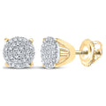 10kt Yellow Gold Diamond Circle Cluster Earrings 1/4 Cttw P2827