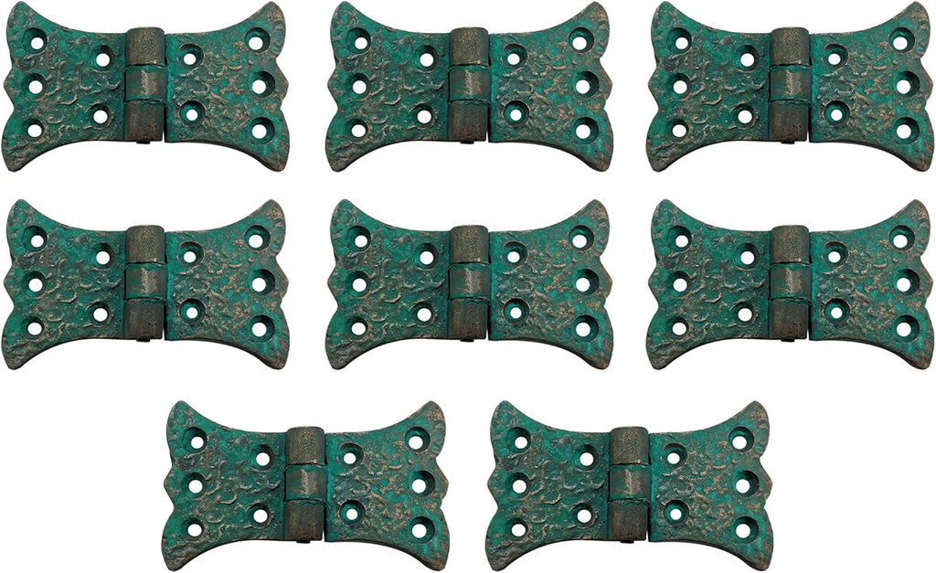 Antique Cast Iron Cabinet Butterfly Hinges (2 Pack, Green Patina) W59495