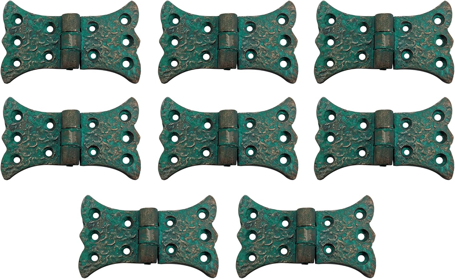 Antique Cast Iron Cabinet Butterfly Hinges (2 Pack, Green Patina) W59495