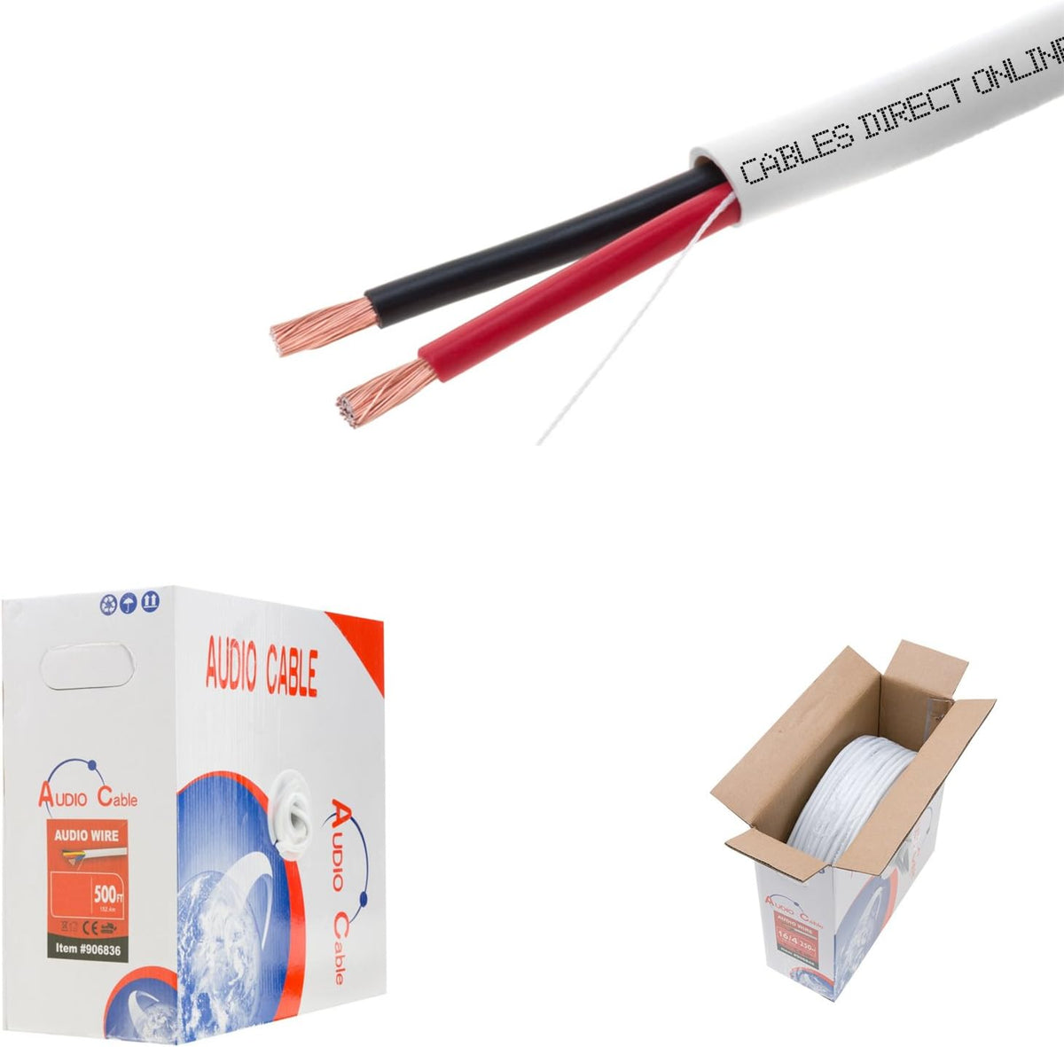 500ft 18AWG 4 Conductors CL2 Rated Speaker Cable Wire B5178