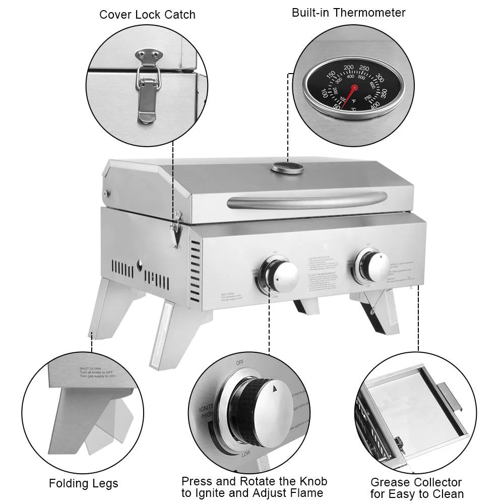 Stainless Steel Propane Grill with Foldable Leg E98986