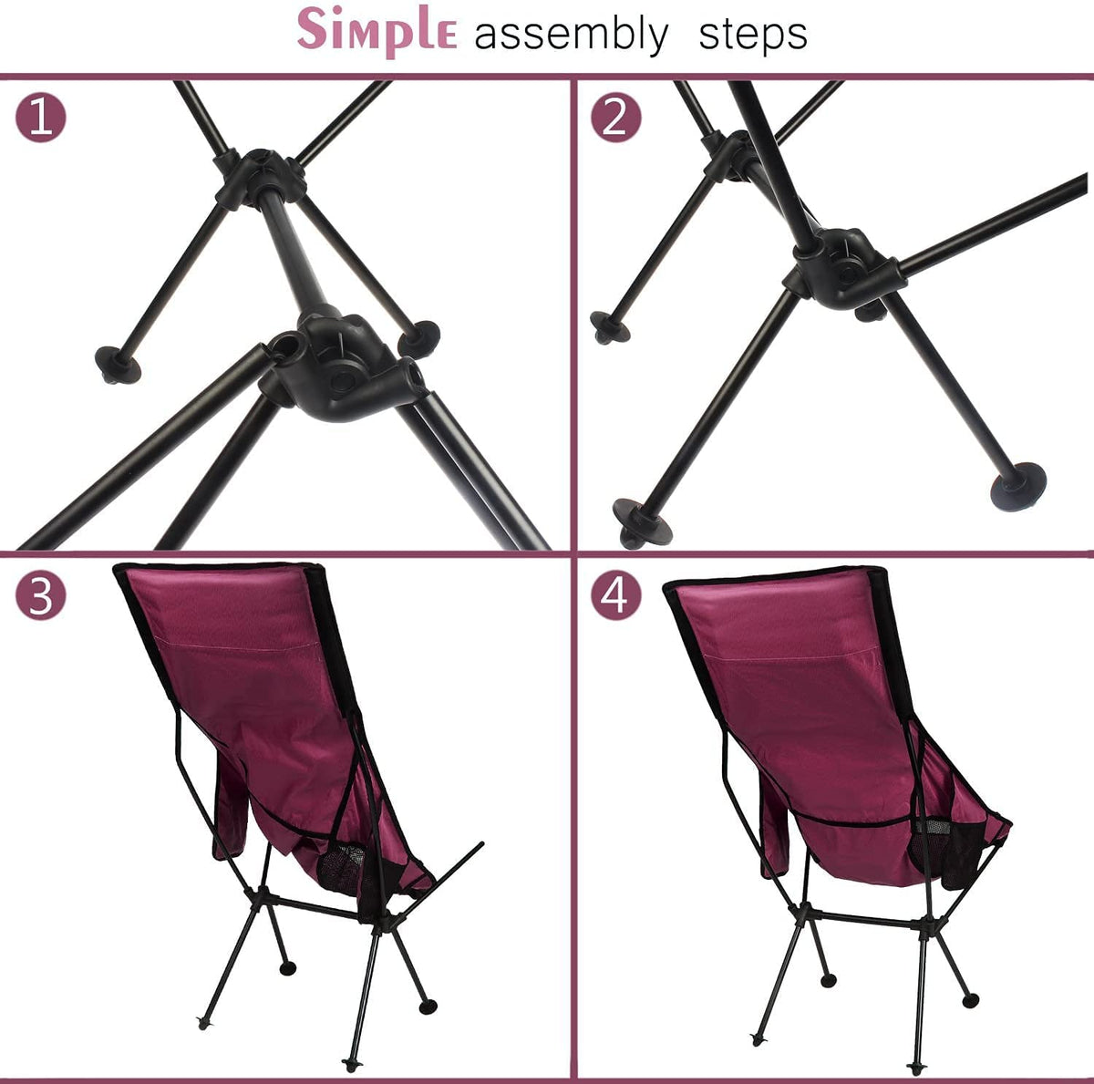 2 Pack Portable Camping Chairs with Carry Bag Q57336