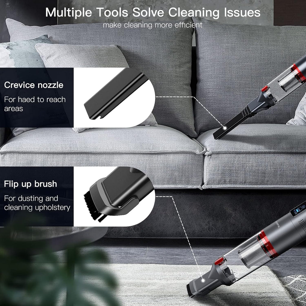 Handheld Cordless Vacuum, 15Kpa Suction, 30Min Run Time, 1.1 Pounds, LCD Display N746226