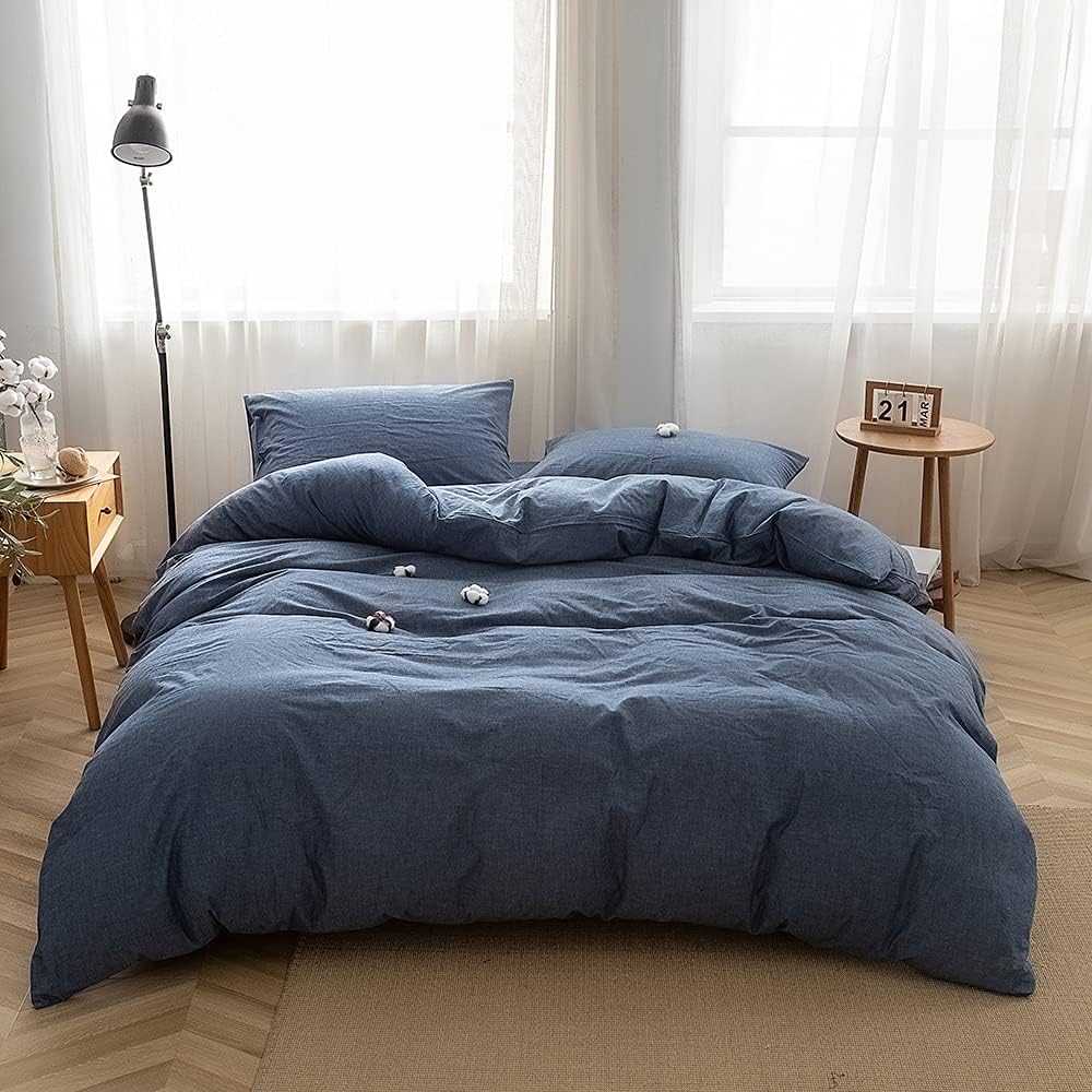 3-Piece Queen Washed Cotton Duvet Cover Set W566