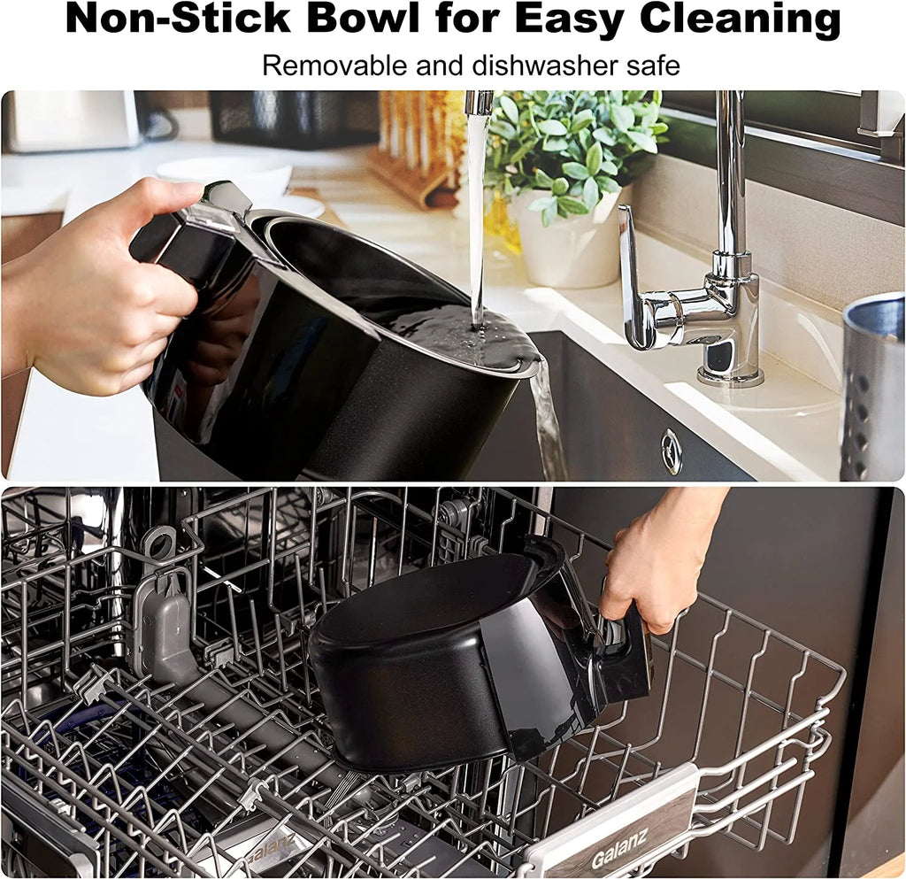 Compact Electric Air Fryer, Non-Stick Basket, 2.6 Quart, 1200W, Black J218