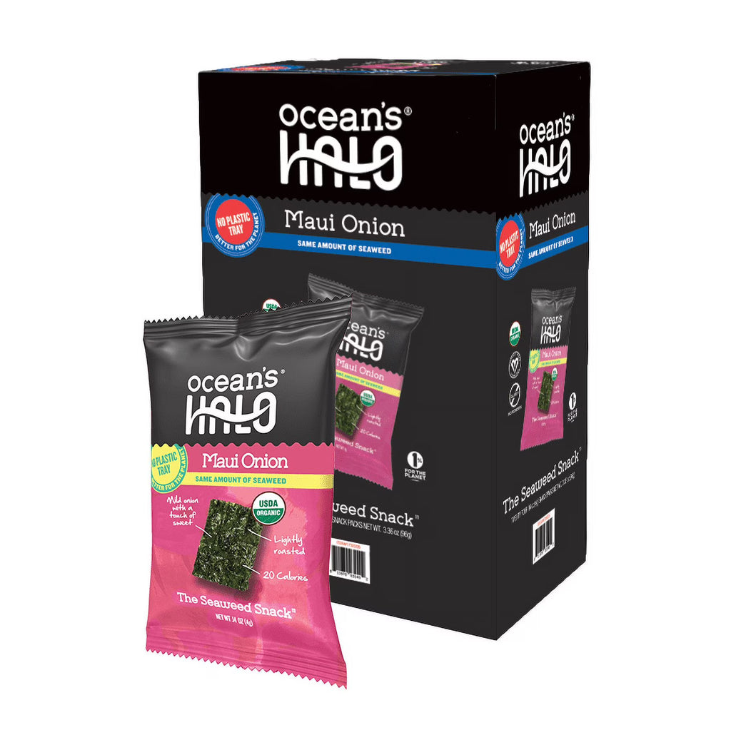 24 Pack Organic Seaweed Snacks, Maui Onion, .14oz Each G64748