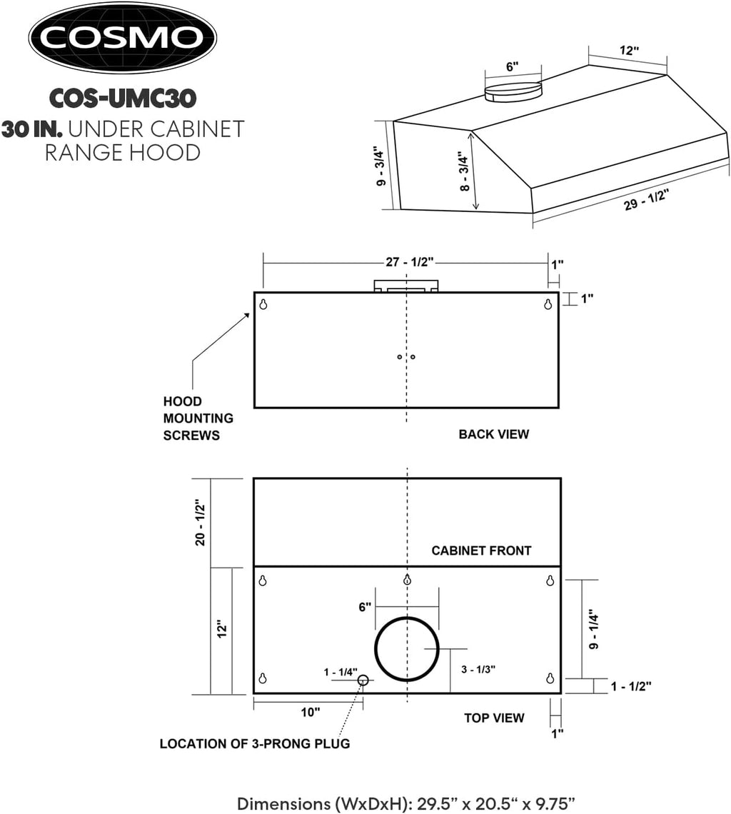 30 in. Under Cabinet Stainless Steel Range Hood T90388