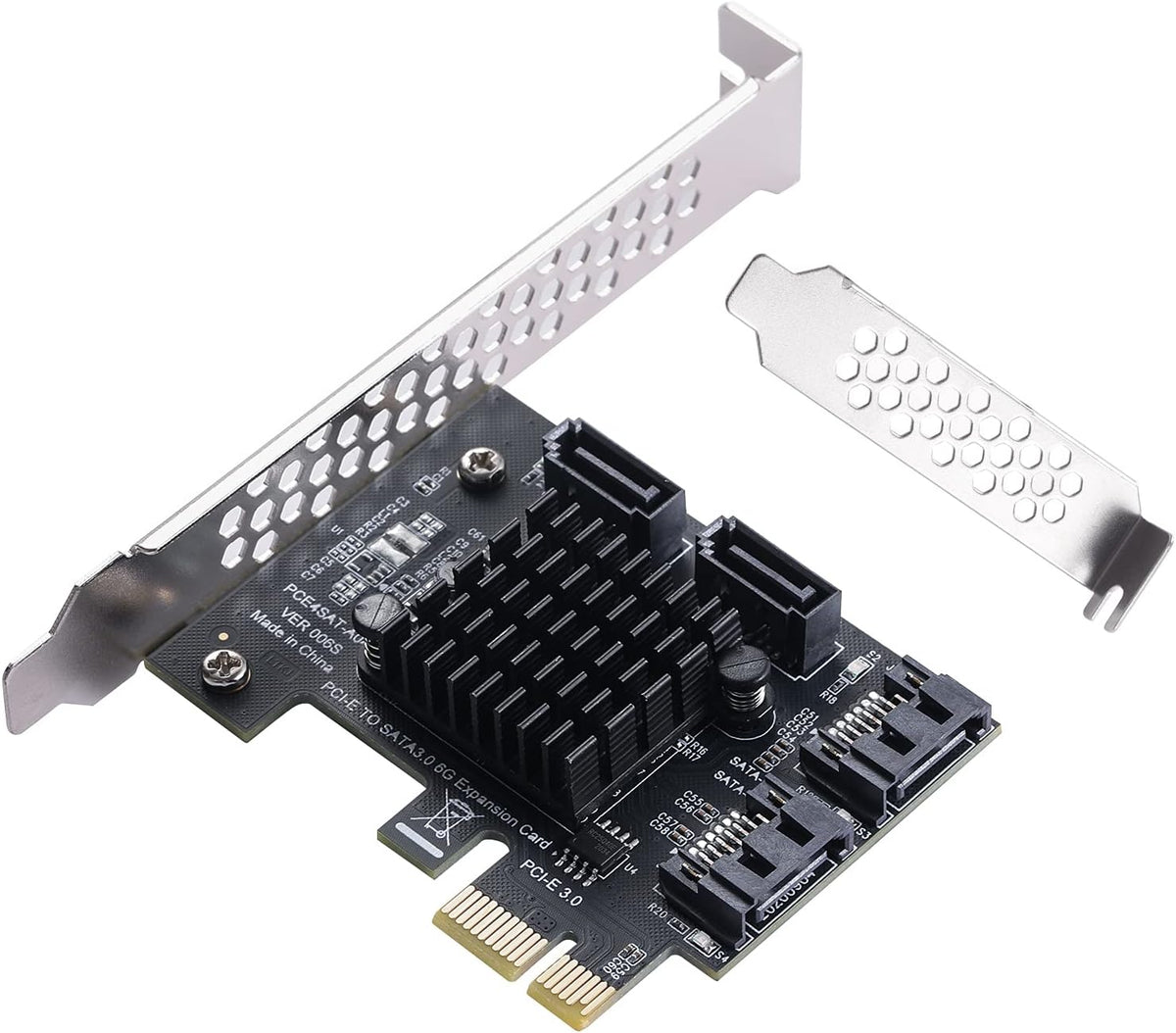 PCIe SATA Card 4 Ports, SATA III 6 Gbps Controller Expansion Card, Non-Raid, with Low Profile Bracket A82600