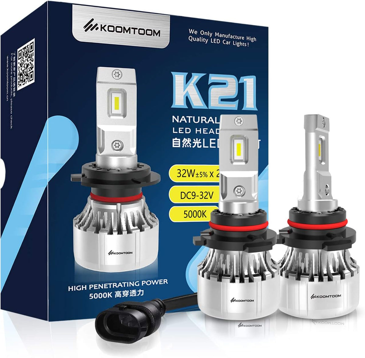 64W 12000Lm 5000K Warm White HB3 LED Headlight Bulb Conversion Kit, Pack of 2 U27437