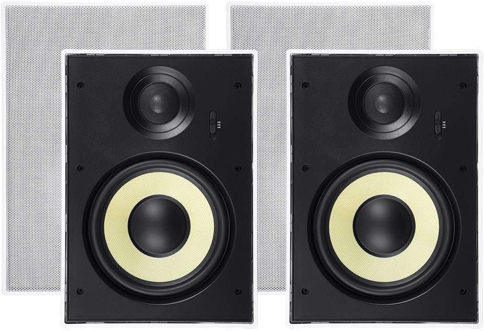 3-Way Fiber In-Wall Speakers 8 Inch Pair With Removable And Paintable Grille R35682