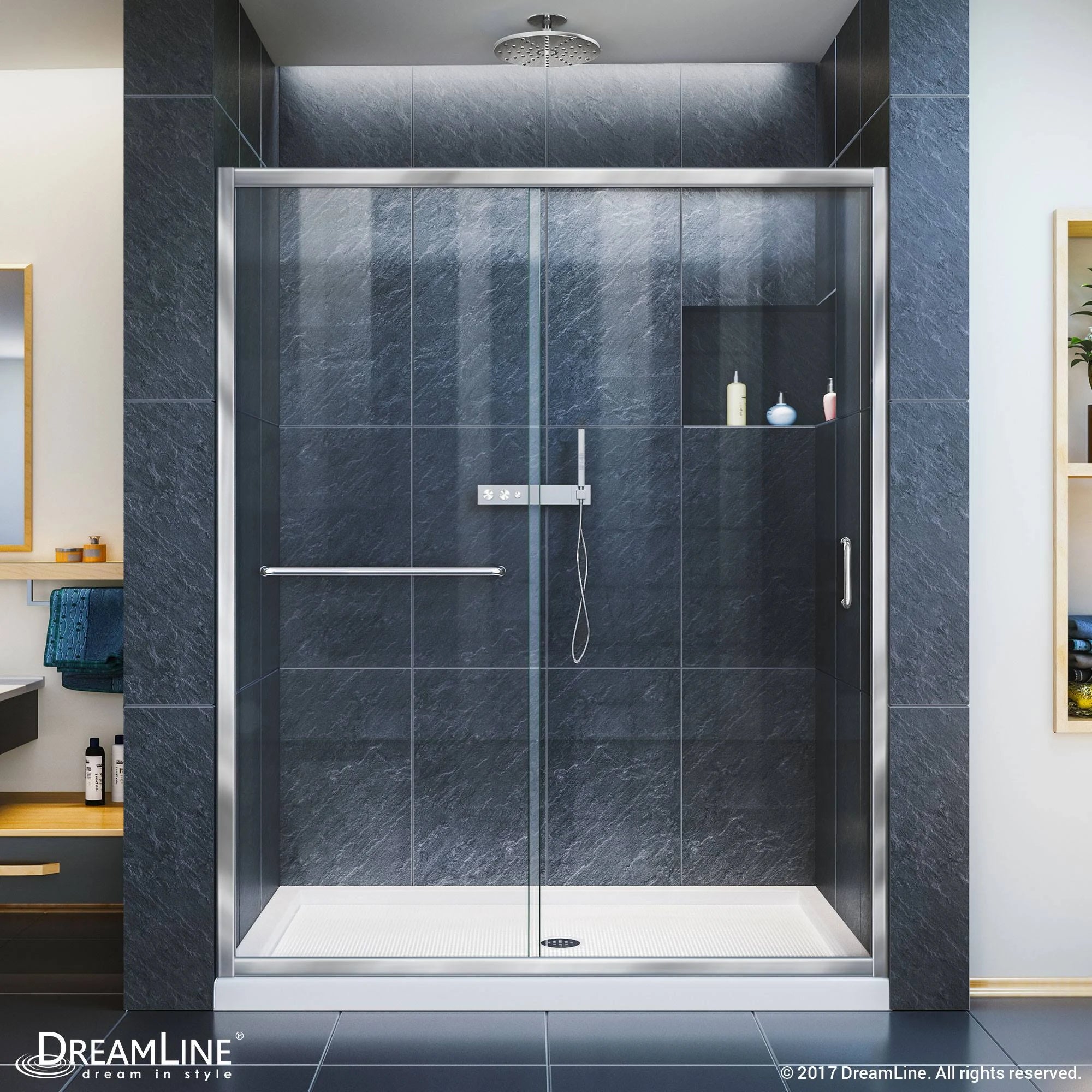Sliding Shower Door and Shower Base Left Drain M873397