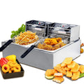 16Liter Double Tank Electric Deep Fryer with Removable Baskets Stainless Steel A77010