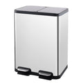 Dual Compartment Recycling Step Trash Can 13.2 Gallon Stainless Steel with 2 Removable Buckets and Lids T191508