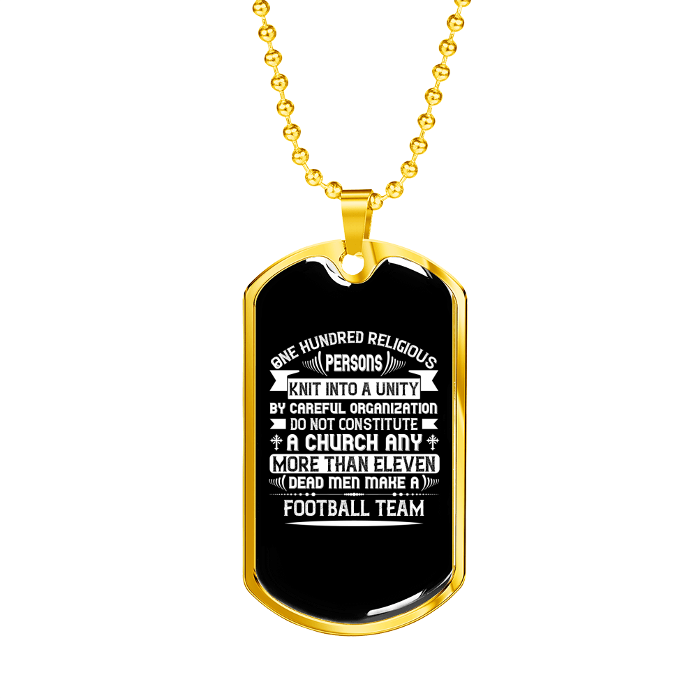 Stainless Steel or 18k Gold Dog Tag Necklace with 24" Chain A3598
