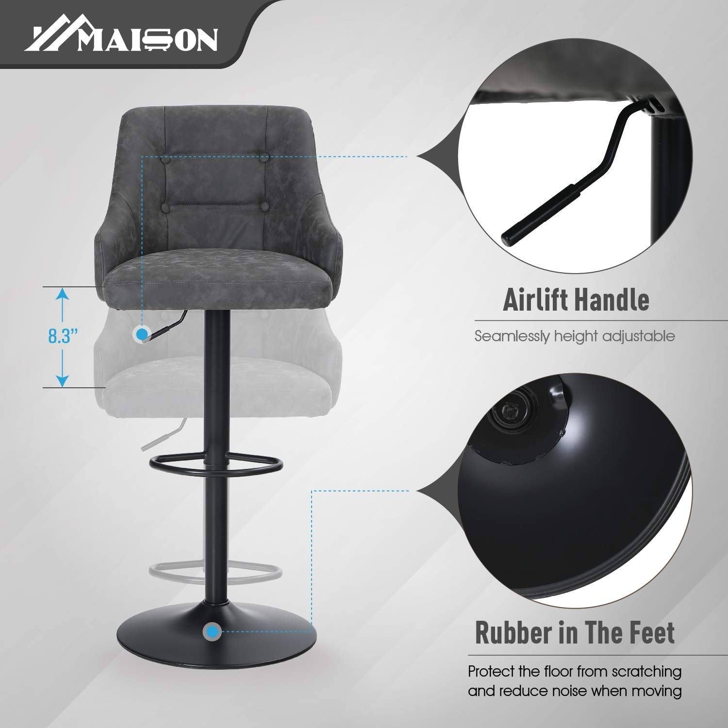 Brown Faux Leather Swivel Bar Stool Y5085