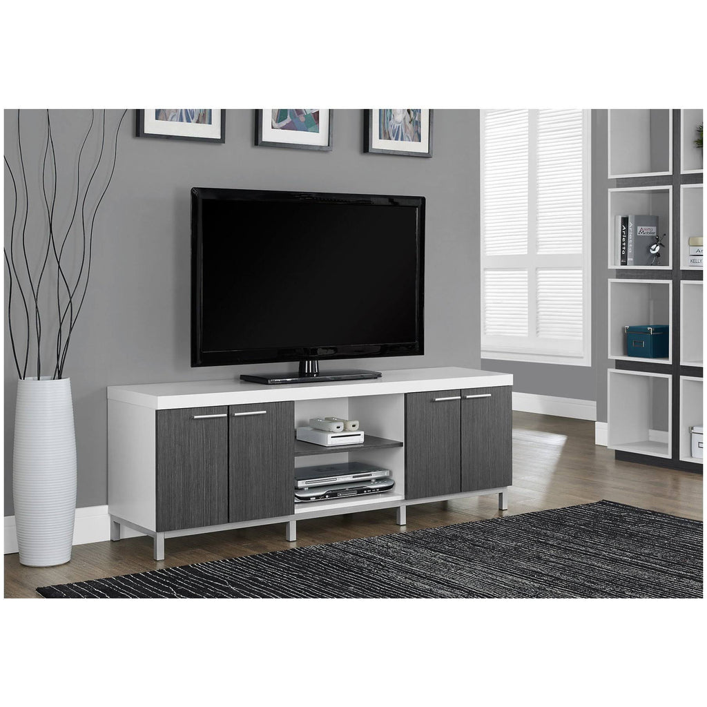White and Gray Hollow-core TV Console U6645