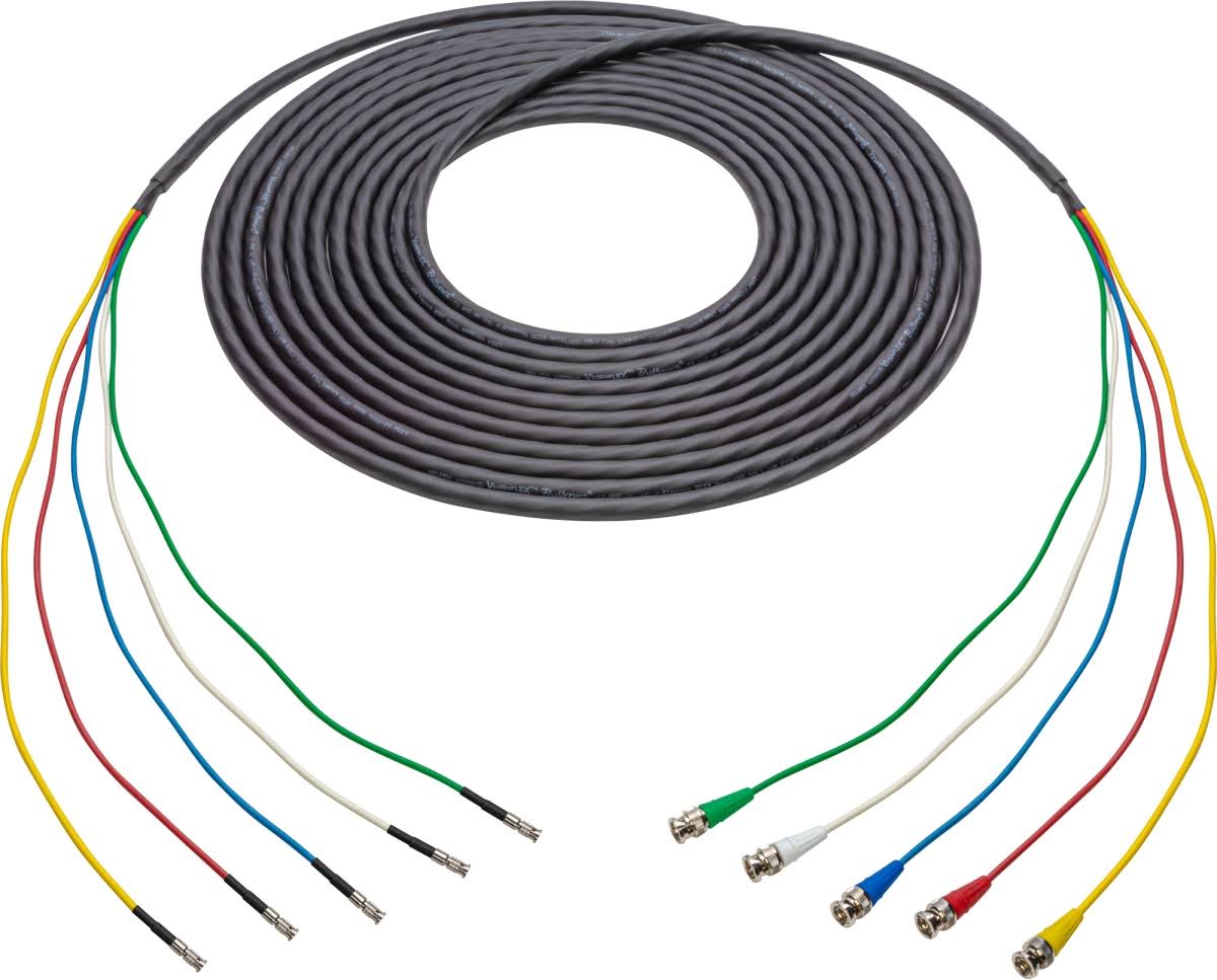 12G-SDI-4K UHD 5-Channel BNC Male to HDBNC Male Snake Cable Black - 10 ft. V35512