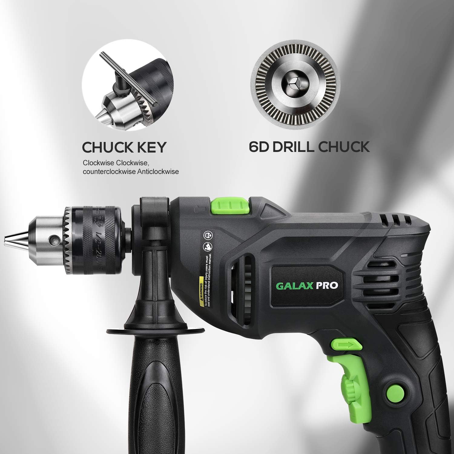5Amp 1/2-inch Corded Impact Drill with 105pcs Accessories, Variable Speed 0-3000, Hammer and Drill 2 Functions in 1, 360°Rotating Handle, Depth Gauge, Carrying Case Included Pack of 2 Q373