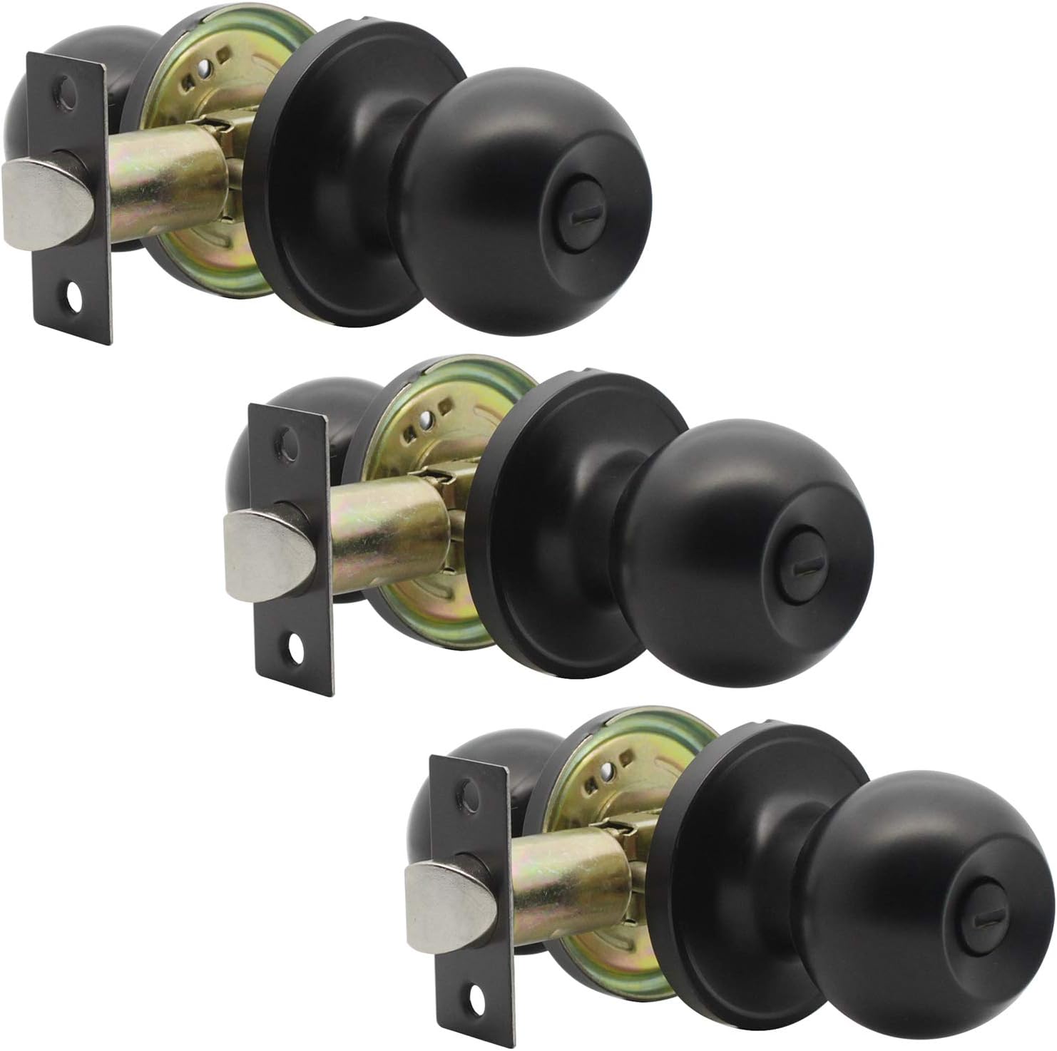 5 Pack Stainless Steel Passage Door Lock Black Interior Door Knobs D670