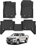 Black Heavy Duty Rubber Floor Mats for 2019 Ford Ranger SuperCrew U739